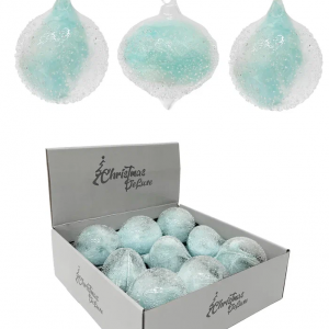 Набор винтажных стеклянных украшений Райское перо 80 мм., голубой, 9 шт., Christmas DeLuxe (13127)