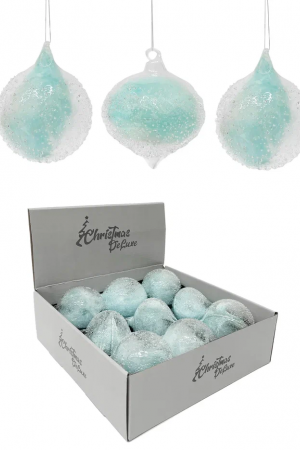 Набор винтажных стеклянных украшений Райское перо 80 мм., голубой, 9 шт., Christmas DeLuxe (13127)