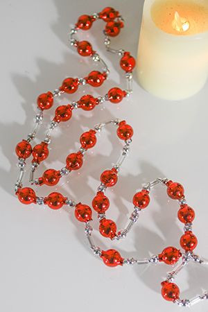 С102/1 Елочное украшение Бусы №6 , красные, Ёлочка