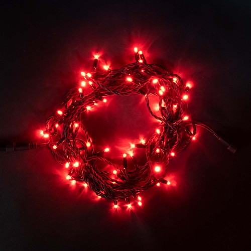 Светодиодная гирлянда Sealed 10 м., 220V., 100 красных LED ламп, черный каучук, Beauty Led (LL100-1-2R)