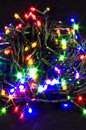 Светодиодная нить 20 м., 220V, 300 разноцветных LED ламп, контроллер, черный провод, Winner (m.01.5B.300-)