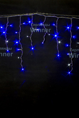 Светодиодная мерцающая бахрома 3*0.6 м., 220V, 100 синих LED ламп, черный каучук, соединяемая, Winner (b.02.7B.100+)