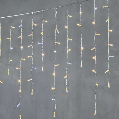 Светодиодная бахрома с колпачком 3,2*0,9 м., 180 теплых белых LED ламп, мерцание, прозрачный провод ПВХ, IP65, LTC (PIL180BLWCAP-10-2WW)