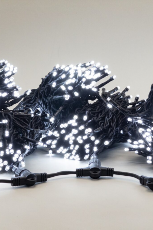 Комплект гирлянды на деревья 60 м., 3 луча по 20 м., 24V, 600 холодных-белых LED ламп, статика, черный каучук, IP54, LTC (ECO600-11-1W)