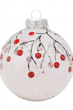Стеклянный шар Зимняя рябина 85 мм., в подарочной упаковке, Коломеев (КУ-85-204104)