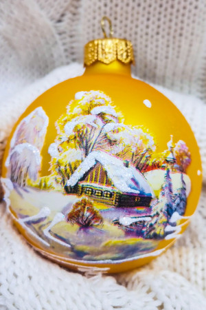 КУ-65-214191 Стеклянный шар Русская зима 65 мм., Коломеев