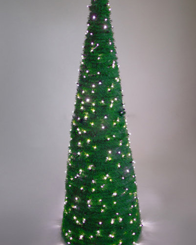 Хвойный конус зеленый 2,5 м. c LED лампами, круглое сечение, ПВХ, Green Trees (GT2,5KONKRLED)