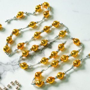 Елочное украшение Бусы №6, золотые, Ёлочка (С102/2)