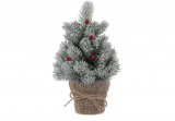 Декорированная елочка в горшочке с ягодами 30 см, заснеженная (83066)