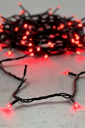 Светодиодная нить 100 красных LED ламп, 10 м., 24В., черный провод ПВХ, LTC (PST100-11-1R)