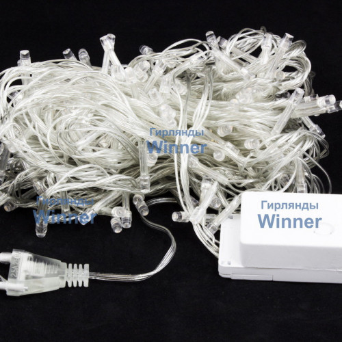 Светодиодная нить 20 м., 220V, 300 теплых белых LED ламп, контроллер, прозрачный провод, Winner (ww.01.5T.300-)