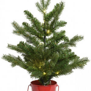 Искусственная ель Элис с лампочками в ведерке 90 см., 40 LED ламп, Kaemingk (680132)  