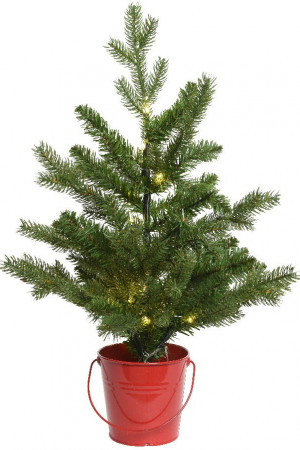 Искусственная ель Элис с лампочками в ведерке 90 см., 40 LED ламп, Kaemingk (680132)  