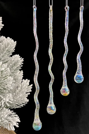 Набор сосулек Морозное ассорти 16,5 см.,19 см., 23,5 см., 27см., 4 шт., стекло, Christmas DeLuxe (14056)