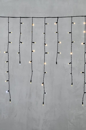 Светодиодная бахрома с колпачком 3,2*0,9 м., 180 теплых белых LED ламп, мерцание, черный провод ПВХ, IP65, LTC (PIL180BLWCAP-11-2WW)
