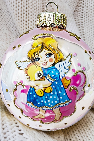 КУ-80-234065 Стеклянный шар Ангел-девочка 80 мм., Коломеев