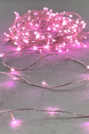 Светодиодная гирлянда с возможностью динамики 20 м., 200 светло-розовых LED ламп, 24V., прозрачный силиконовый провод, IP65, Beauty Led (EST200-3W10-1BP)