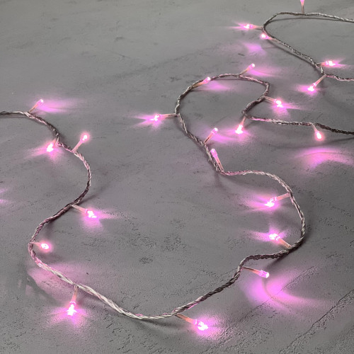 Светодиодная гирлянда с возможностью динамики 20 м., 200 светло-розовых LED ламп, 24V., прозрачный силиконовый провод, IP65, Beauty Led (EST200-3W10-1BP)