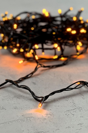 Светодиодная нить 100 желтых LED ламп, 10 м., 24В., черный провод ПВХ, LTC (PST100-11-1Y)