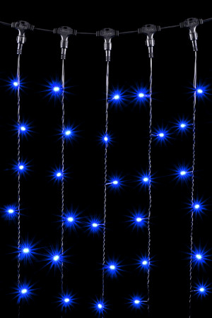 Светодиодный занавес 1*9 м., 900 синих LED ламп, черный провод ПВХ, LTC (PCL901-11-2B)