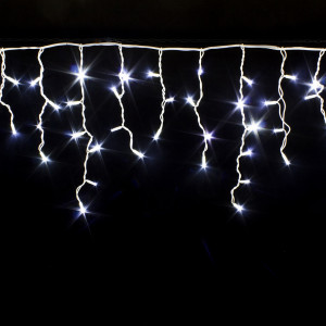 Светодиодная мерцающая бахрома 3*0.6 м., 220V, 100 холодных белых LED ламп, белый каучук, соединяемая, Winner Light (w.02.7W.100+)