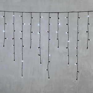 Светодиодная бахрома с колпачком 3,2*0,9 м., 180 холодных белых LED ламп, мерцание, черный провод ПВХ, IP65, LTC (PIL180BLWCAP-11-2W)