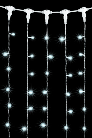  Светодиодный занавес 1*9 м., 900 белых LED ламп, прозрачный провод ПВХ, LTC (PCL901-10-2W)