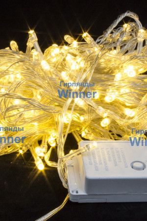 Светодиодная нить 26 м., 220V, 400 теплых белых LED ламп, контроллер, прозрачный провод, Winner (ww.01.5T.400-)