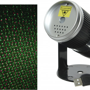 Проектор комнатный Занавес 10*9*15 см., зеленое и красное свечение, батарейки, дальность 8 м., Kaemingk (482226)