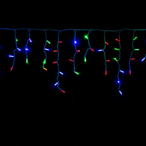 Светодиодная мерцающая бахрома 3*0.6 м., 220V, 100 разноцветных LED ламп, белый каучук, соединяемая, Winner Light (m.02.7W.100+)