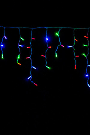 Светодиодная мерцающая бахрома 3*0.6 м., 220V, 100 разноцветных LED ламп, белый каучук, соединяемая, Winner Light (m.02.7W.100+)