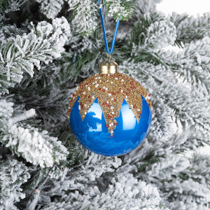 Винтажный стеклянный шар Океан бурь 8 см., 1 шт., Karlsbach (13217)