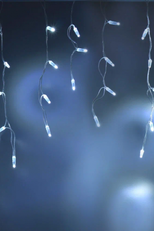 Светодиодная бахрома 108 холодных белых LED ламп, 3*0.6 м., 220В, мерцание, прозрачный провод ПВХ, Teamprof (TPF-i3*0.6F-CT/W)