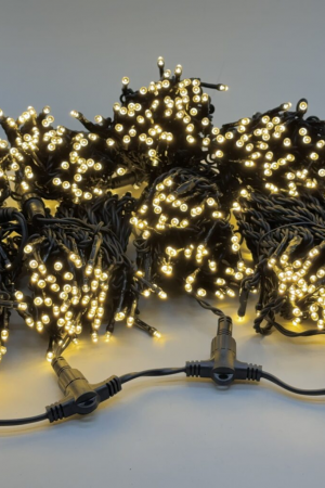 Комплект гирлянды на деревья 100 м., 5 лучей по 20 м., 24V, 1000 теплых-белых LED ламп, статика, черный каучук, IP54, LTC (ECO1000-11-1WW)