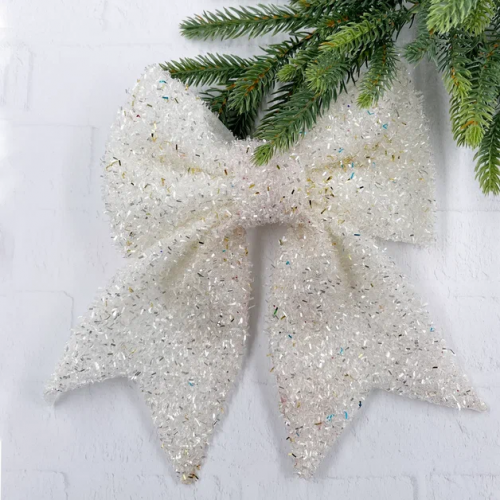 Бант Бьянка 19x22 см., 1 шт., белый, Christmas DeLuxe (86821)