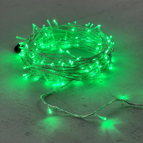 Светодиодная гирлянда с возможностью динамики 20 м., 200 зеленых LED ламп, 24V., прозрачный силиконовый провод, IP65, Beauty Led (EST200-3W10-1G)