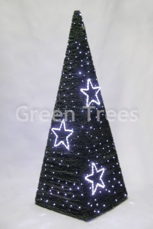 Хвойный конус зеленый 1 м. c LED лампами, квадратное сечение, ПВХ, Green Trees (GT1KONKVLED)