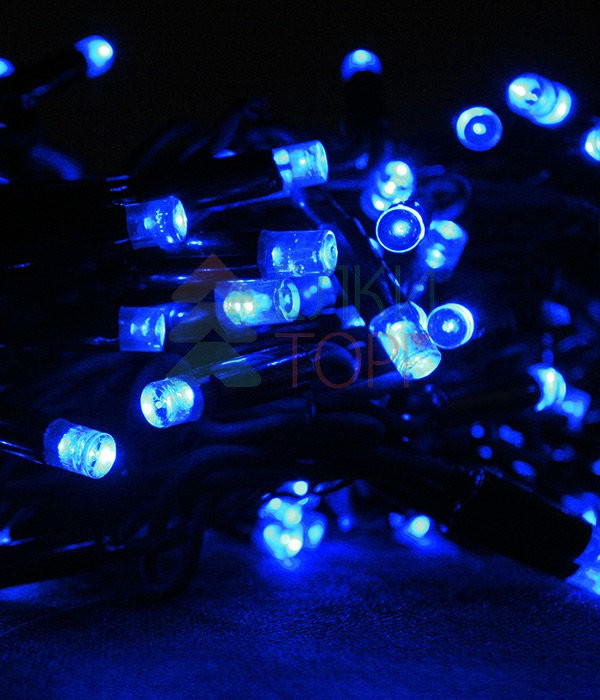 Светодиодная гирлянда Sealed мерцающая 10 м., 220V., 100 синих LED ламп, черный каучук, Beauty Led (LL100BL-1-2B)