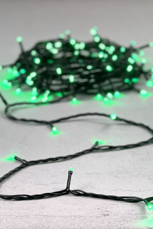 Светодиодная нить 100 зеленых LED ламп, 10 м., 24В, черный провод, LTC (PST100-11-1G)