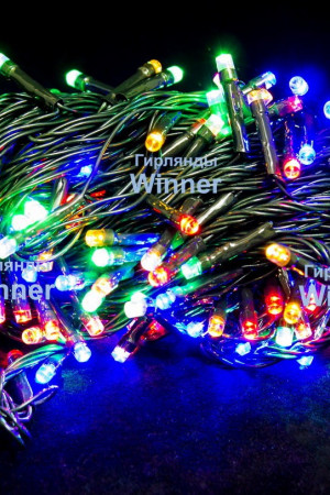 Светодиодная нить 26 м., 220V, 400 разноцветных LED ламп, контроллер, черный провод, Winner (m.01.5B.400-)