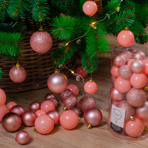 Набор пластиковых шаров Стиль mix, карамельно-розовый, 30 шт, Kaemingk (023065)