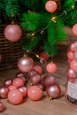 Набор пластиковых шаров Стиль mix, карамельно-розовый, 30 шт, Kaemingk (023065)