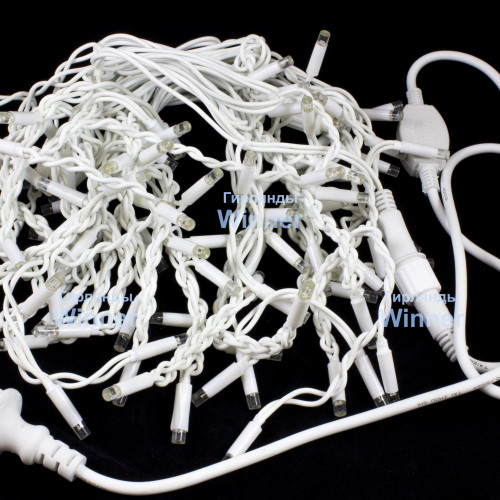 Светодиодная мерцающая бахрома 3*0.6 м., 220V, 100 синих LED ламп, белый каучук, соединяемая, Winner (b.02.7W.100+)