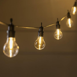 Гирлянда белт-лайт Лампочки 5 м., IP44, УМС, тёмная нить, 10 LED, свечение теплое белое, 220 В., Luazon Lighting (7989826)