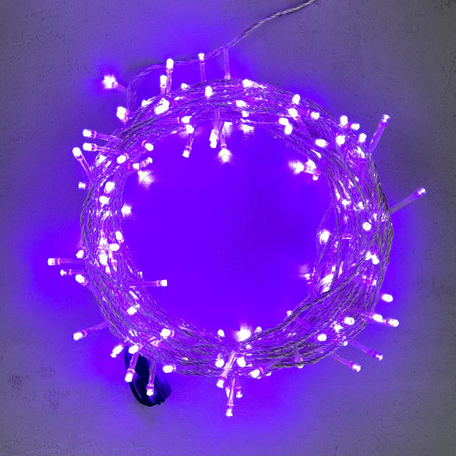 Светодиодная гирлянда с возможностью динамики 20 м., 200 лиловых LED ламп, 24V., прозрачный силиконовый провод, IP65, Beauty Led (EST200-3W10-1L)