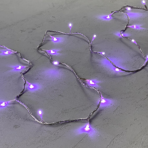 Светодиодная гирлянда с возможностью динамики 20 м., 200 лиловых LED ламп, 24V., прозрачный силиконовый провод, IP65, Beauty Led (EST200-3W10-1L)