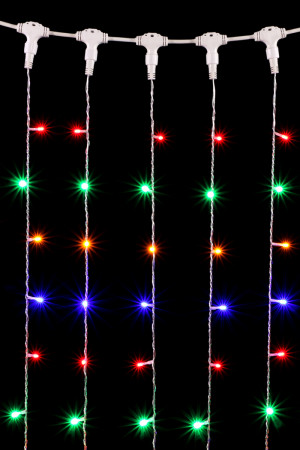 Светодиодный занавес 2*3 м., 600 разноцветных LED ламп, прозрачный провод ПВХ, LTC (PCL602-10-2M)