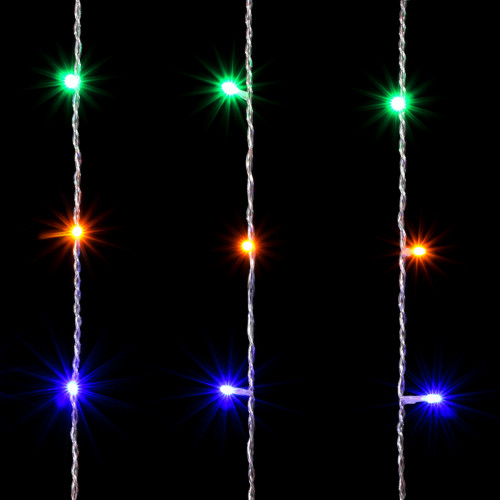 Светодиодный занавес 2*3 м., 600 разноцветных LED ламп, прозрачный провод ПВХ, LTC (PCL602-10-2M)