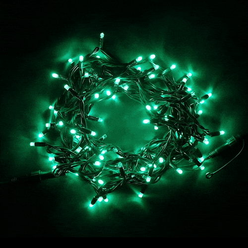 Светодиодная гирлянда Sealed мерцающая 10 м., 220V., 100 зеленых LED ламп, черный каучук, Beauty Led (LL100BL-1-2G)