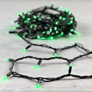 Светодиодная гирлянда Sealed мерцающая 10 м., 220V., 100 зеленых LED ламп, черный каучук, Beauty Led (LL100BL-1-2G)